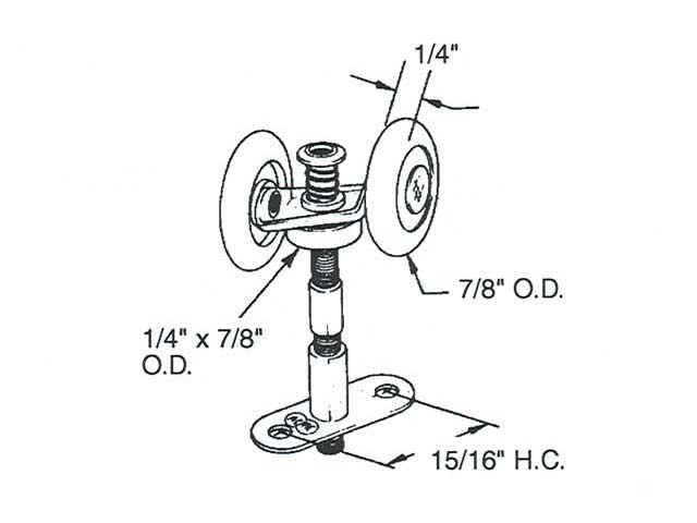 Accordion Door Hardware, 2 Roller, 7/8 nylon wheel - Acme 2611 - Accordion Door Hardware, 2 Roller, 7/8 nylon wheel - Acme 2611