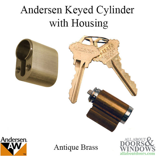 Andersen Keyed Cylinder with Housing -  Antique Brass - Andersen Keyed Cylinder with Housing -  Antique Brass