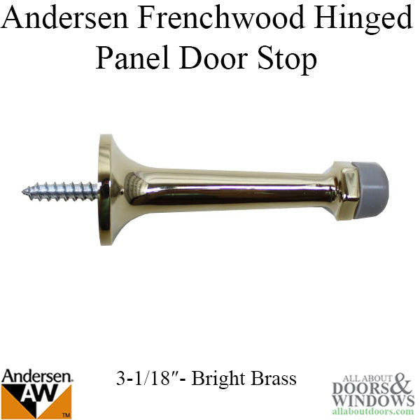 3-1/8 Door Stop, Andersen Frenchwood Hinged - Lifetime Polished Brass - 3-1/8 Door Stop, Andersen Frenchwood Hinged - Lifetime Polished Brass