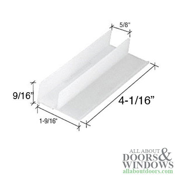 Guide, 5/8 Opening, Sliding Shower Door Bottom - White - Guide, 5/8 Opening, Sliding Shower Door Bottom - White