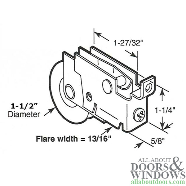 1-1/2  Nylon Wheel, Roller Assembly - 1-1/2  Nylon Wheel, Roller Assembly