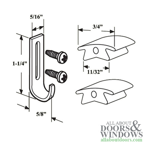 Steel Latch Strike with 2 Vinyl Top Guides for Sliding Screen Door - Steel Latch Strike with 2 Vinyl Top Guides for Sliding Screen Door