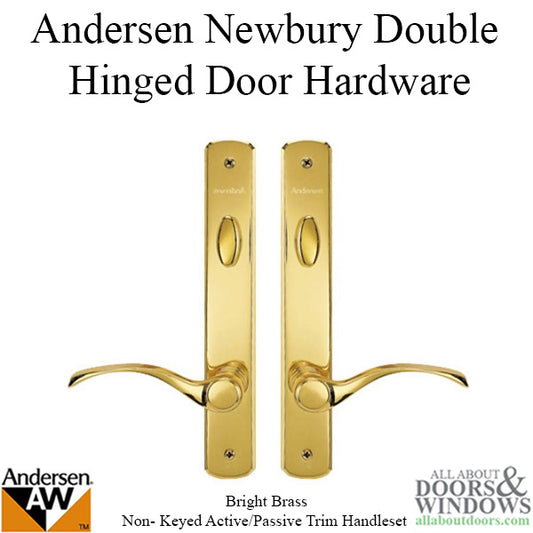 Hardware Kit, Double Door, Newbury, Active / Passive Door - Bright Brass