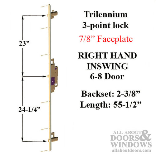 3070 Trilennium Multipoint Lock for 6 Feet 8 Inch Doors No Strike Plates - 3070 Trilennium Multipoint Lock for 6 Feet 8 Inch Doors No Strike Plates