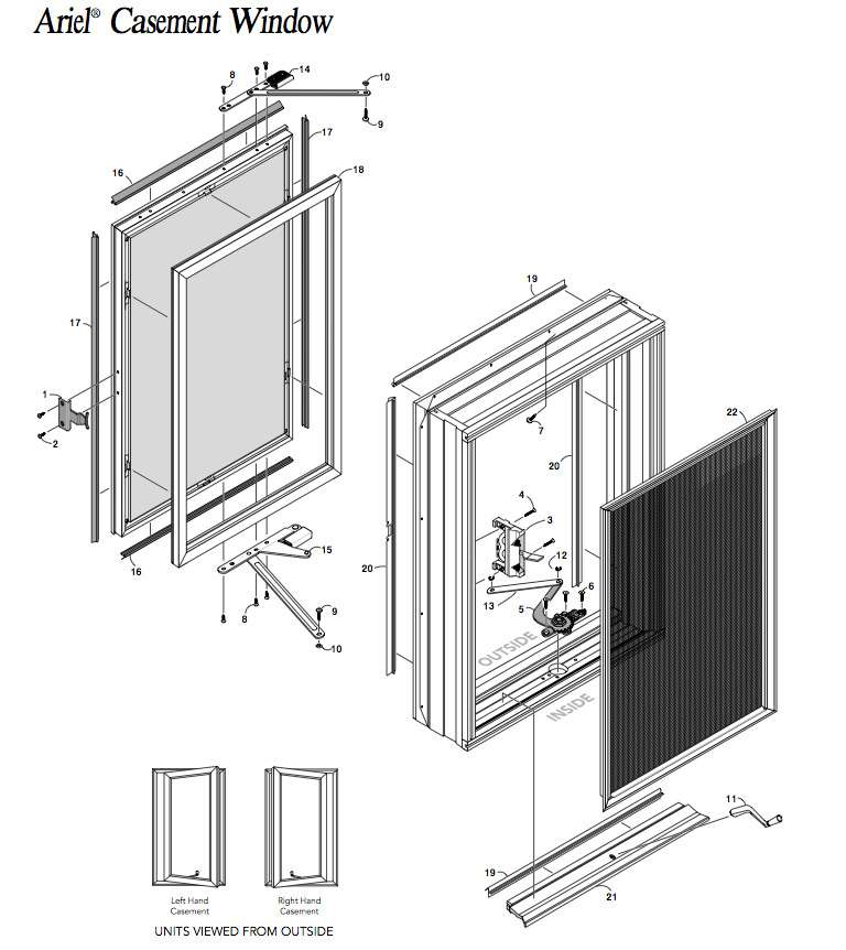 Peachtree Ariel Egress Bottom Right Hand Casement Hinge - Peachtree Ariel Egress Bottom Right Hand Casement Hinge