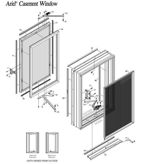 Peachtree Ariel Egress Bottom Right Hand Casement Hinge - Peachtree Ariel Egress Bottom Right Hand Casement Hinge