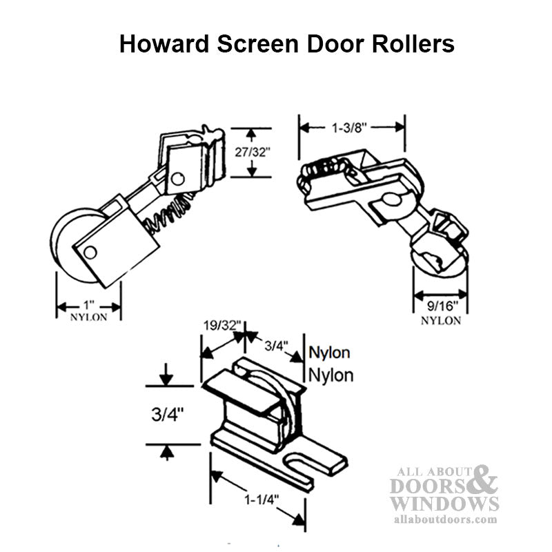 Screen Door Roller, 9/16‰Û Nylon Wheel - Screen Door Roller, 9/16‰Û Nylon Wheel