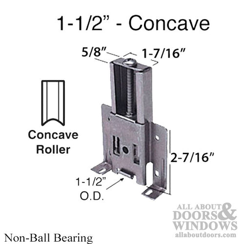 Cox Mirror closet door roller 1-1/2 Nylon wheel - Concave - Cox Mirror closet door roller 1-1/2 Nylon wheel - Concave