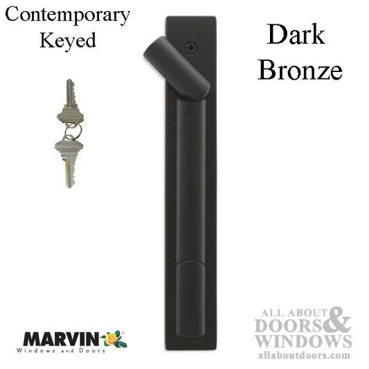 Marvin Contemporary Keyed Handle, Ultimate Sliding French Door - Dark Bronze