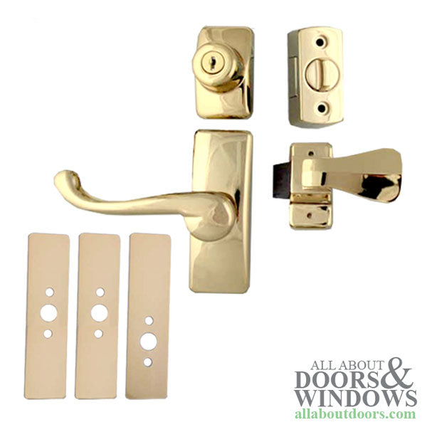 Larson Surface Mount Georgian Style Keyed Handle Set w/ Plates - Larson Surface Mount Georgian Style Keyed Handle Set w/ Plates