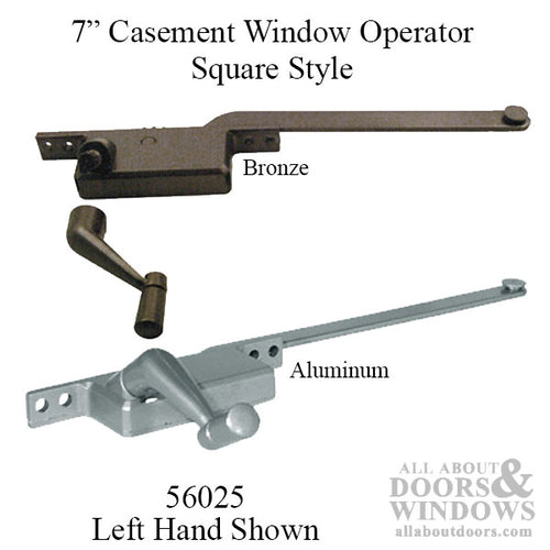 Casement Window Operator, 7'' arm, Left Hand, Square Body, Steel Casement - Choose Color - Casement Window Operator, 7'' arm, Left Hand, Square Body, Steel Casement - Choose Color