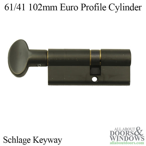 61/41 102mm Euro Profile Cylinder , Schlage Keyway - Choose Finish - 61/41 102mm Euro Profile Cylinder , Schlage Keyway - Choose Finish