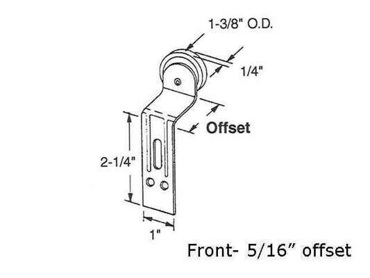 Roller, Bypass Closet Door,  Front,  1-3/8 In Nylon wheel