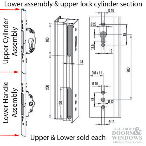 Roller Version Mortise Lock Gear for 180° Lever, 1-3/4 Backset - Roller Version Mortise Lock Gear for 180° Lever, 1-3/4 Backset