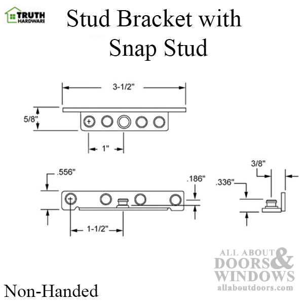 Truth 11674.92 Stud Bracket, Snap Stud included for Maxim Window Operators - Truth 11674.92 Stud Bracket, Snap Stud included for Maxim Window Operators