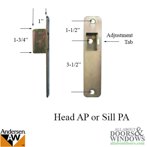 Andersen Receiver Flush Bolt Head For Andersen Inswing Frenchwood Hinged Doors - Andersen Receiver Flush Bolt Head For Andersen Inswing Frenchwood Hinged Doors