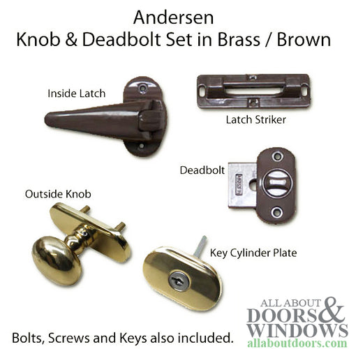 Andersen Knob and Deadbolt Kit 1-1/2 Inch Door - Brass / Brown - Andersen Knob and Deadbolt Kit 1-1/2 Inch Door - Brass / Brown