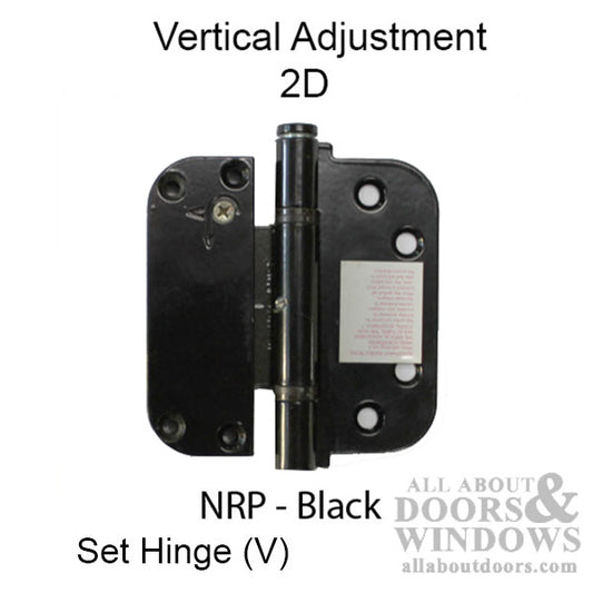 2D Set Hinge (V),  3-5/8 x 3-5/8  NRP Outswing Doors - Black