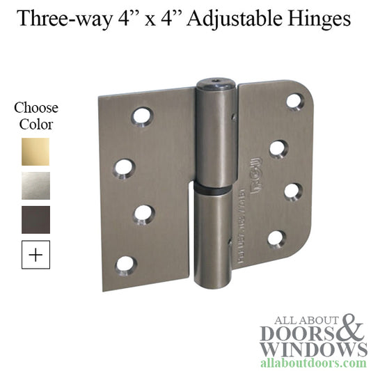 Ferco Three Way Adjustable Hinges, (Box of 3 Hinges), Square / Round Corners