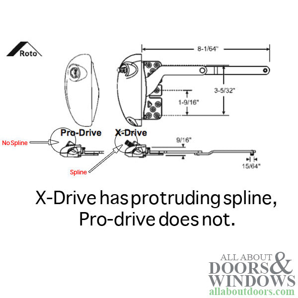 Roto Pro-Drive Split Arm Casement Operator - Left Hand - Roto Pro-Drive Split Arm Casement Operator - Left Hand