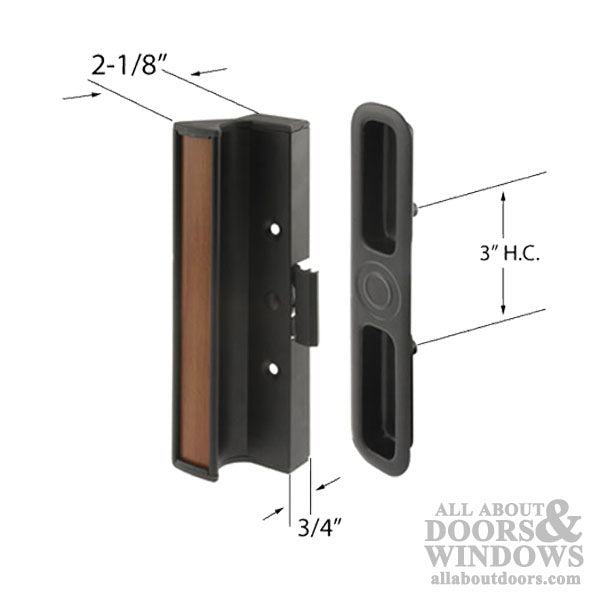 Handle Set for Sliding Patio Door, 950 Series International - 3 inch - Choose Color - Handle Set for Sliding Patio Door, 950 Series International - 3 inch - Choose Color