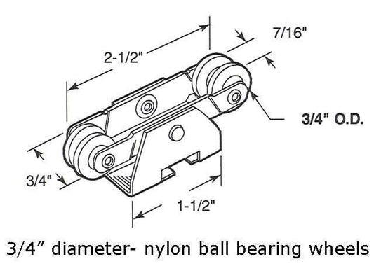 4 wheel, 3/4 diameter, Pocket & Bi-Pass Sliding Doors