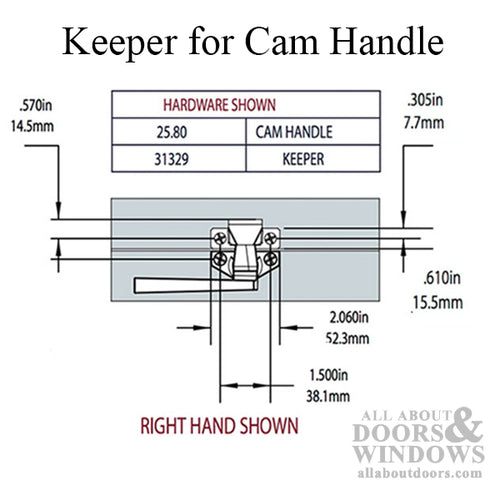 Keeper for Cam handle for Hopper window - Choose Color - Keeper for Cam handle for Hopper window - Choose Color