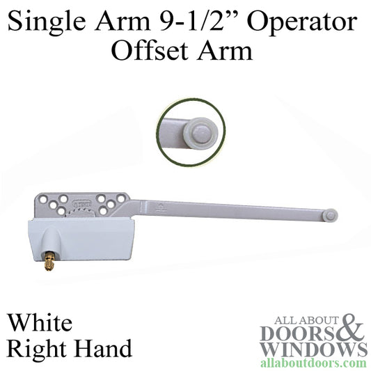 Truth 9-1/2 Single Arm Operator, Offset Arm - White, Right Hand