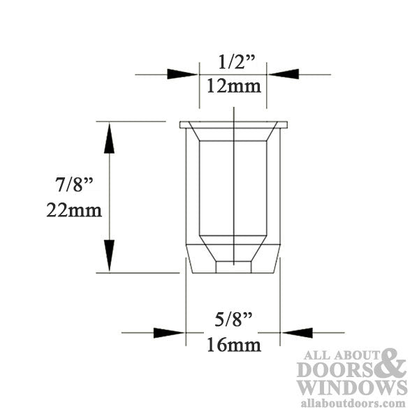 Round Shootbolt Socket Sleeve, D2 - 12mm, Brass - Round Shootbolt Socket Sleeve, D2 - 12mm, Brass