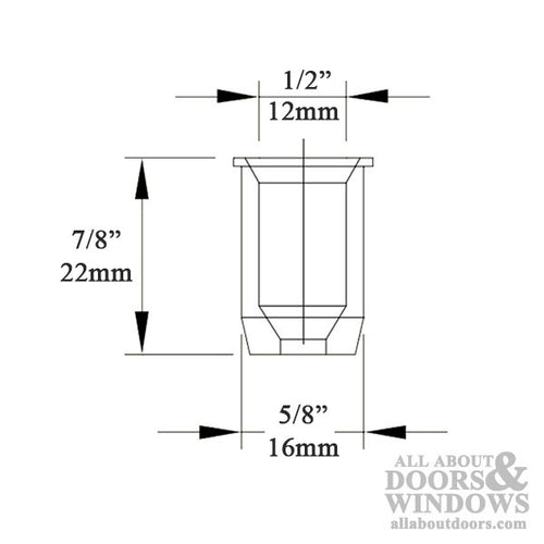 Round Shootbolt Socket Sleeve, D2 - 12mm, Brass - Round Shootbolt Socket Sleeve, D2 - 12mm, Brass