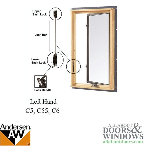 Andersen ENHANCED Casement, Concealed Long Tandem, Dual Sash Lock, Left Hand - Andersen ENHANCED Casement, Concealed Long Tandem, Dual Sash Lock, Left Hand