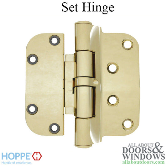 Hoppe F77-R, 2009 Adjustable Set Hinge, RHI/LHO- Resista Brass