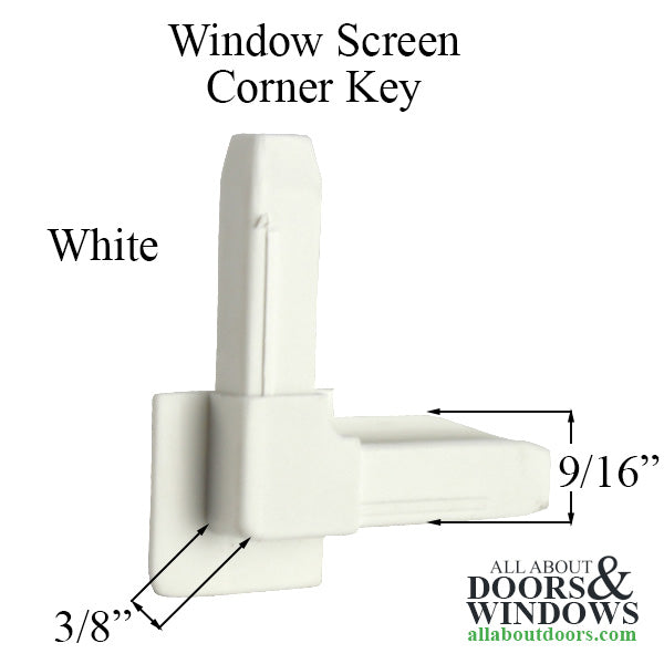 Window Screen Corner Key 3/8 Inch Frame, Plastic - White - Window Screen Corner Key 3/8 Inch Frame, Plastic - White