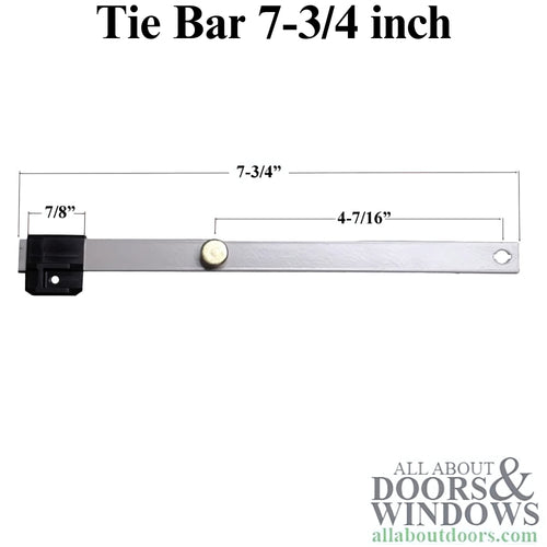 Tie Bar 7-3/4 inch with 1 roller and  black plastic guide - Tie Bar 7-3/4 inch with 1 roller and  black plastic guide