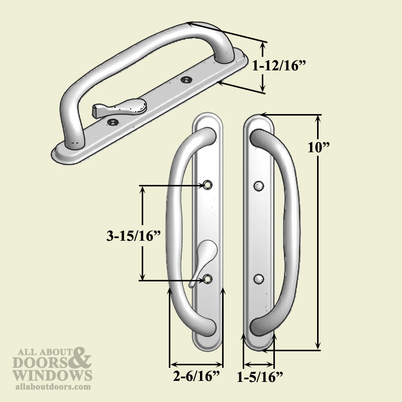 Olympus Handle Offset Thumb, Keyed Sliding Glass Door - Schlage Keyway, Choose Color - Olympus Handle Offset Thumb, Keyed Sliding Glass Door - Schlage Keyway, Choose Color