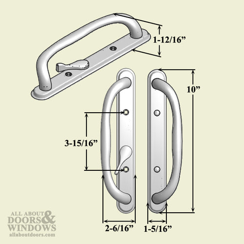 Olympus Handle Offset Thumb, Keyed Sliding Glass Door - Schlage Keyway, Choose Color - Olympus Handle Offset Thumb, Keyed Sliding Glass Door - Schlage Keyway, Choose Color