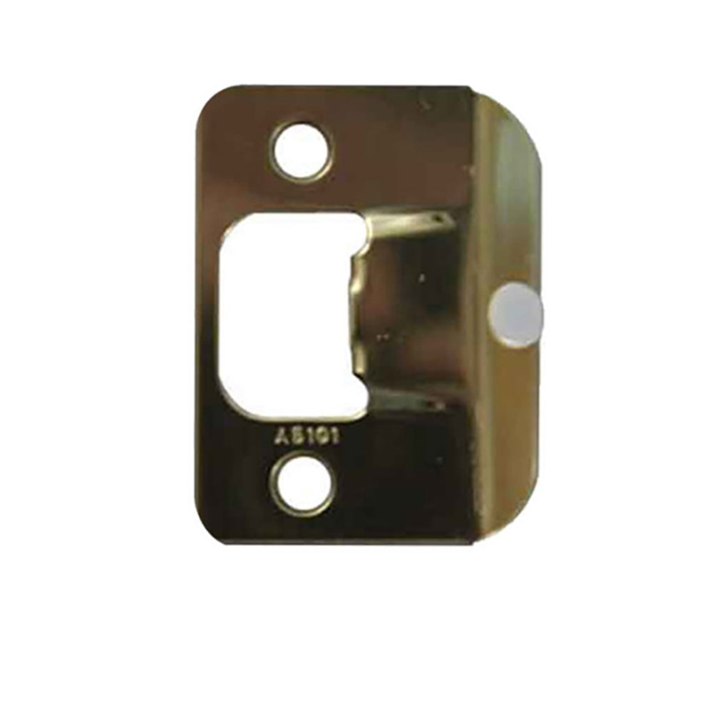 Strike Plate, ND, Radius Full Lip with Button - Polished Brass - Strike Plate, ND, Radius Full Lip with Button - Polished Brass