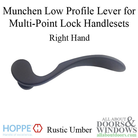 Munchen Low-Profile Lever Handle for Right Handed Multipoint Lock Handlesets - Rustic Umber