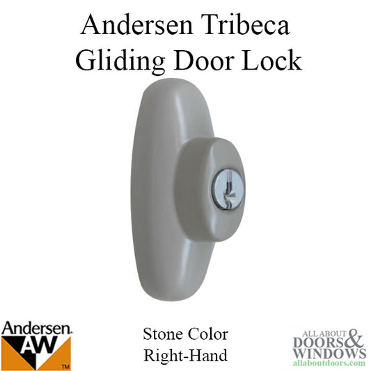 Andersen Right Hand Exterior Tribeca Lock with Keys for Frenchwood Sliding Door - Stone