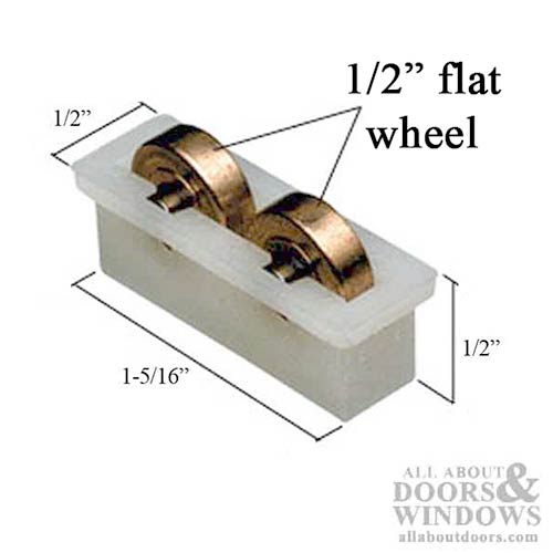 Roller Assembly (Flat) - Sliding Windows, Nylon / Brass - Roller Assembly (Flat) - Sliding Windows, Nylon / Brass