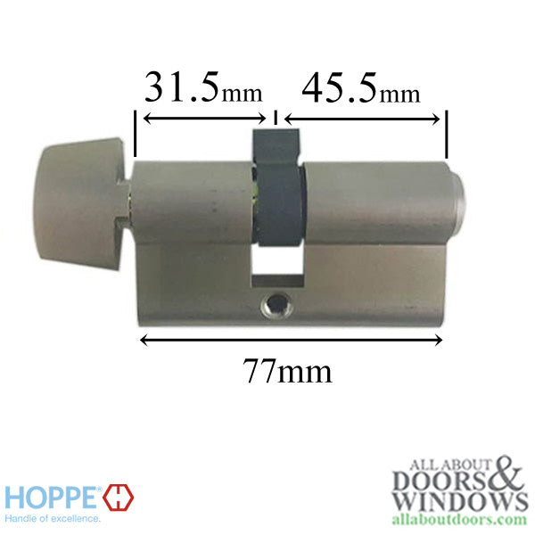 31.5/45.5 Hoppe 90° Non Logo Keyed Profile Cylinder Lock with D-Knob - 31.5/45.5 Hoppe 90° Non Logo Keyed Profile Cylinder Lock with D-Knob