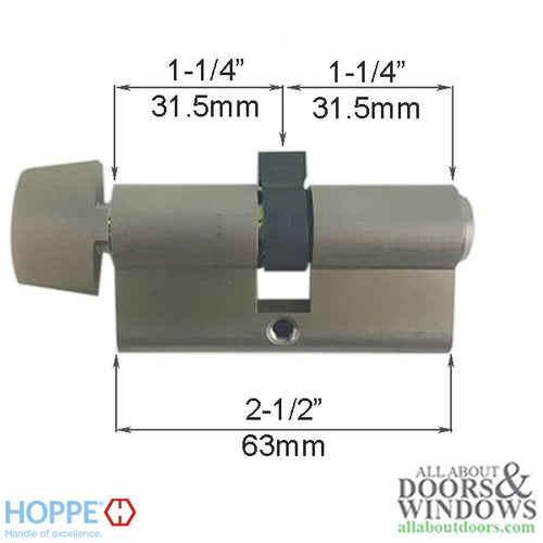 31.5/31.5 Euro profile full cylinder with 90° turn and Dallas D-knob - 31.5/31.5 Euro profile full cylinder with 90° turn and Dallas D-knob
