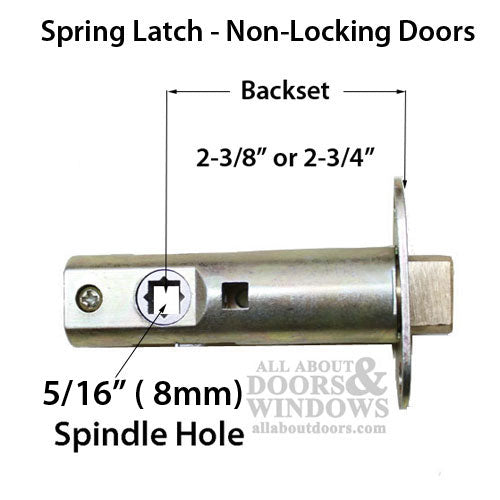 Privacy Spring Latch, 2-3/8 Backset, 8mm Hub - Privacy Spring Latch, 2-3/8 Backset, 8mm Hub