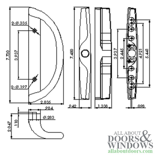 Sliding Patio Door Handle, Non-Keyed Adjustable Thumb - Choose Color - Sliding Patio Door Handle, Non-Keyed Adjustable Thumb - Choose Color