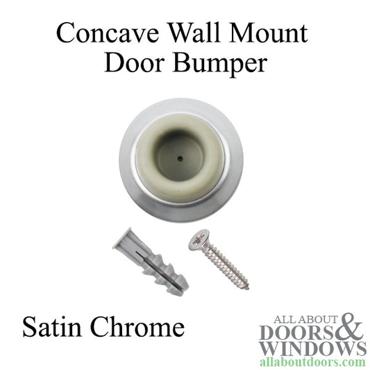 Door Bumper, Wall Mount with Concave bumper, 1-7/8 - Satin Chrome