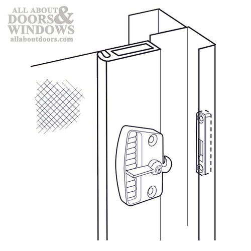 Right Hand Diecast Latch & Keeper for Sliding Screen Door - Chrome Finish - Right Hand Diecast Latch & Keeper for Sliding Screen Door - Chrome Finish