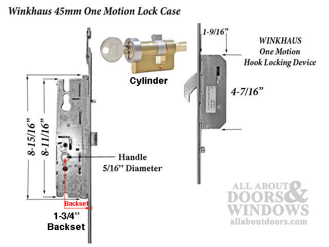 One Motion Lock, Key Above Handle, Hook Version 45/92 - Discontinued - One Motion Lock, Key Above Handle, Hook Version 45/92 - Discontinued