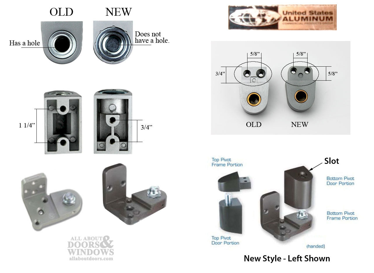 US Aluminum Storefront Pivot Hinge - Intermediate / Middle, Left - US Aluminum Storefront Pivot Hinge - Intermediate / Middle, Left