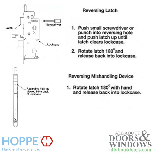 Hoppe Mortise Single Point Lock - 14mm Deadbolt Throw, 16mm Faceplate, 45/92 Gear - Hoppe Mortise Single Point Lock - 14mm Deadbolt Throw, 16mm Faceplate, 45/92 Gear