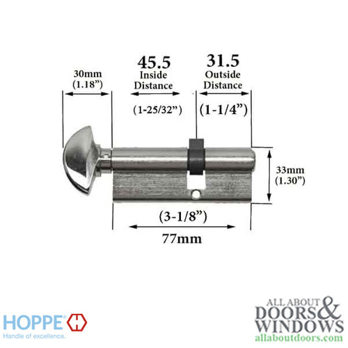 45.5 / 31.5 New Style HOPPE Non-Logo Active 90 Keyed Profile Cylinder Lock - 45.5 / 31.5 New Style HOPPE Non-Logo Active 90 Keyed Profile Cylinder Lock